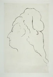 Perfil de Eva Gonzales virado para a esquerda, ca. 1870.
