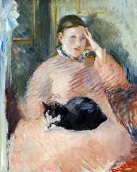 Mulher com um gato, cerca de 1880-2
