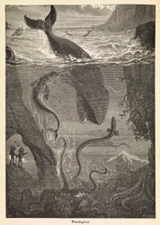 Frontispício de "Vinte mil léguas submarinas" de Júlio Verne, c.1870 (gravura)