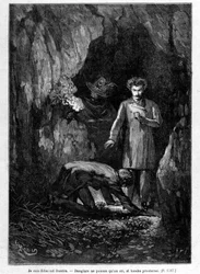 Je suis Edmond Dantès - Gravura de Riou, em "Le Comte de Monte-Cristo" de A. Dumas, ed. Jules Rouff & Cie