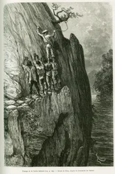 Passagem da Cuesta Infernal. Gravado por Riou, para ilustrar a história Voyage dans le delta du Pilcomayo et de Buenos Aires a Sucre