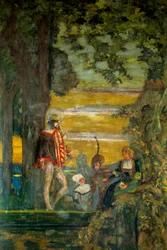 Griselidis Ilustração do conto de Charles Perrault, Paris do século XX, Comedy of the Champs Elysees (óleo sobre tela)