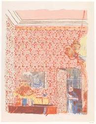 Interior com cortinas rosa I