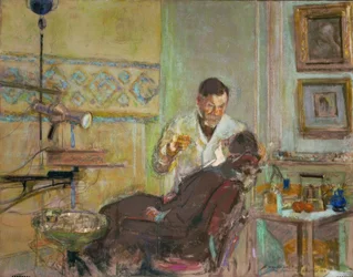 Dr. Georges Viau em seu consultório odontológico
