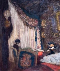 Madame Hessel e Madame Aron a coser no salão de Ormesson, cerca de 1902 (óleo sobre tela)