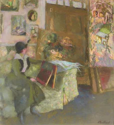 Modelo em um sofá verde; O modelo no sofá verde, 1915