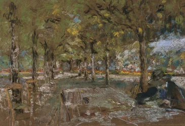 Leitura sob as árvores em Amfreville, c.1906