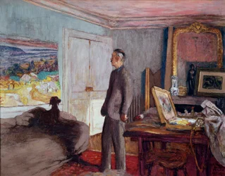 O pintor Pierre Bonnard (1867-1947) em casa (óleo sobre tela)