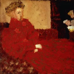 Mulher de vermelho, sentada; Mulher de vermelho sentado, c.1892