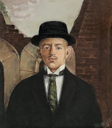 Retrato do poeta Vasili Kamensky 1884-1961 em uma cartola, 1917