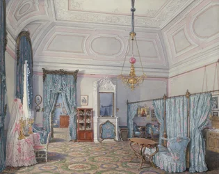 Interiores do Palácio de inverno. O Quinto Apartamento Reservado. O quarto da grande princesa Maria Alexandrovna, 1873