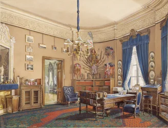 Interiores do Palácio de inverno. O estudo do príncipe herdeiro Nikolay Aleksandrovich, 1865