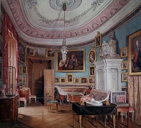 Vista da sala de Paulo I (1754-1801) uma aguarela Gatchina de Eduard (Edward) Hau (1807-1870) 1877 São Petersburgo, Museu Hermitage
