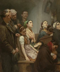 Le sermon - O Sermão - Eduard Lebiedzki (1862-1915). Óleo sobre tela