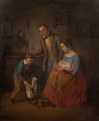 A família no St. Nicholas gift-giving