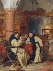 Na biblioteca do mosteiro