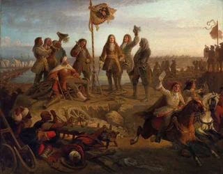 O príncipe Eugênio envia um mensageiro ao imperador, informando-o de sua vitória…, por volta de 1860.