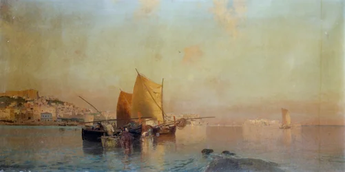 Porto de Nápoles com barcos