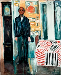 Between the Bed and the Clock Painting by Edvard Munch (1863-1944) 1940-1942 Dim. 149,5x120 cm Oslo, Munch-Museet