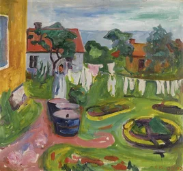 Roupas em uma linha em Asgardstrand par Munch, Edvard (1863-1944)