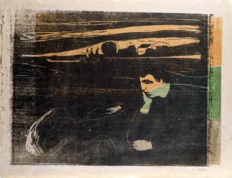 Noite, melancolia: na praia (Abend, Melancholie am Strand) (xilogravura)