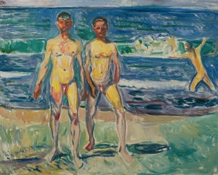 homens à beira-mar