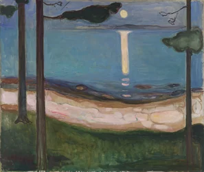 Luar, paisagem nórdica. Pintura de Edvard Munch (1863-1944), 1895. Dimensões: 93 x 110 cm. Oslo, Galeria Nacional