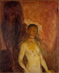 Autorretrato no inferno, pintura de Edvard Munch (1863-1944), c. 1895. 81,5 x 65,5 cm, Oslo, Kommunes Kunstsamlinger, Munch-Museet (Musée Munch)