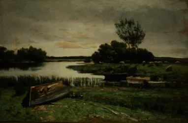 Lago com Barcos de Remo (óleo sobre tela)