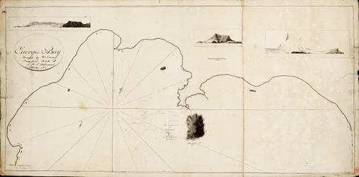 A baía de São Jorge foi inspeccionada por Edward Bransfield, capitão do HMS "Andromache