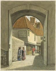 Bridewell Bridge and Gates (lápis e aguarela sobre papel)