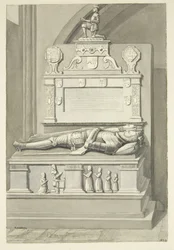 Monumento a Sir Henry Newton, e Lady Newton, na Catedral de Bristol (lápis e aguarela sobre papel)