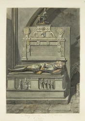 Monumento a Sir Henry Newton, e Lady Newton na Catedral de Bristol (lápis e aguarela sobre papel)