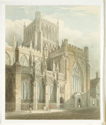Vista Norte da Catedral de Bristol (lápis e aguarela sobre papel)