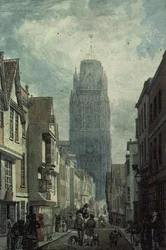 Redcliffe Street, Bristol, mostrando a Torre da Igreja de Santa Maria Redcliffe