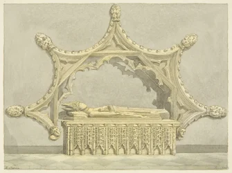 Túmulo do Abade Knowles, na Catedral de Bristol (lápis e aguarela sobre papel)