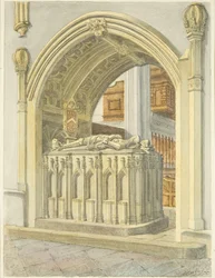 Túmulo de Robert Fitzharding, morto em 1170, na Catedral de Bristol (lápis e aguarela sobre papel)
