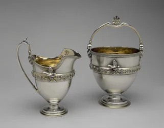 Cesta de creme e cesto de açúcar, c. 1865-1869 (prata e dourado prateado)