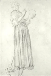 Menina com címbalos (lápis sobre papel)