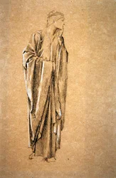 Estudo para Danae, c.1885 (giz preto e branco sobre papel pardo)