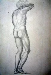 Estudo de um nu de pé, c.1873 (lápis sobre papel)