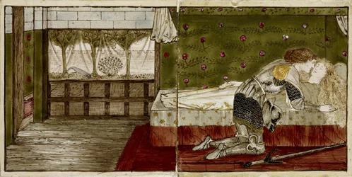 Um conjunto de dezesseis peças dispostas em pares para formar oito ilustrações do conto &39;Briar Rose&39;, 1862-1865 (cerâmica)