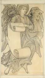 Anjo com Pergaminho - figura número sete de 1880 (giz no papel)