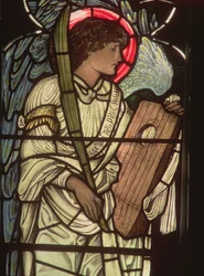 Anjo com uma lira, da janela de Santa Cecília, Igreja de Cristo, Oxford, 1875