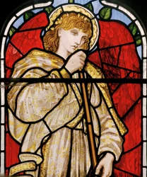 Cheddleton, Morris, Marshall, Faulkner & Co, Edward Burne-Jones, Anjo da Trombeta, 1869