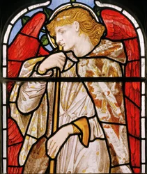 Cheddleton, Morris, Marshall, Faulkner & Co, Edward Burne-Jones, Anjo da Trombeta, 1869