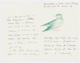 Carta para a neta do artista, Angela Thirkell (lápis sobre papel)