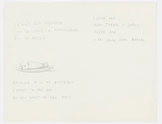 Carta para a neta do artista, Angela Thirkell (lápis sobre papel)