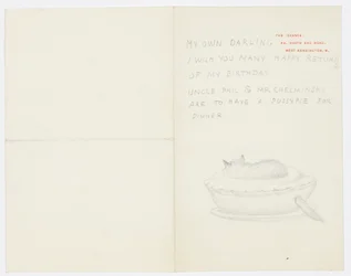 Carta para a neta do artista, Angela Thirkell (lápis sobre papel)