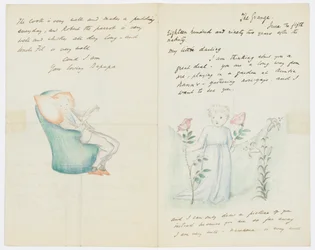 Carta para a neta do artista, Angela Thirkell (lápis sobre papel)